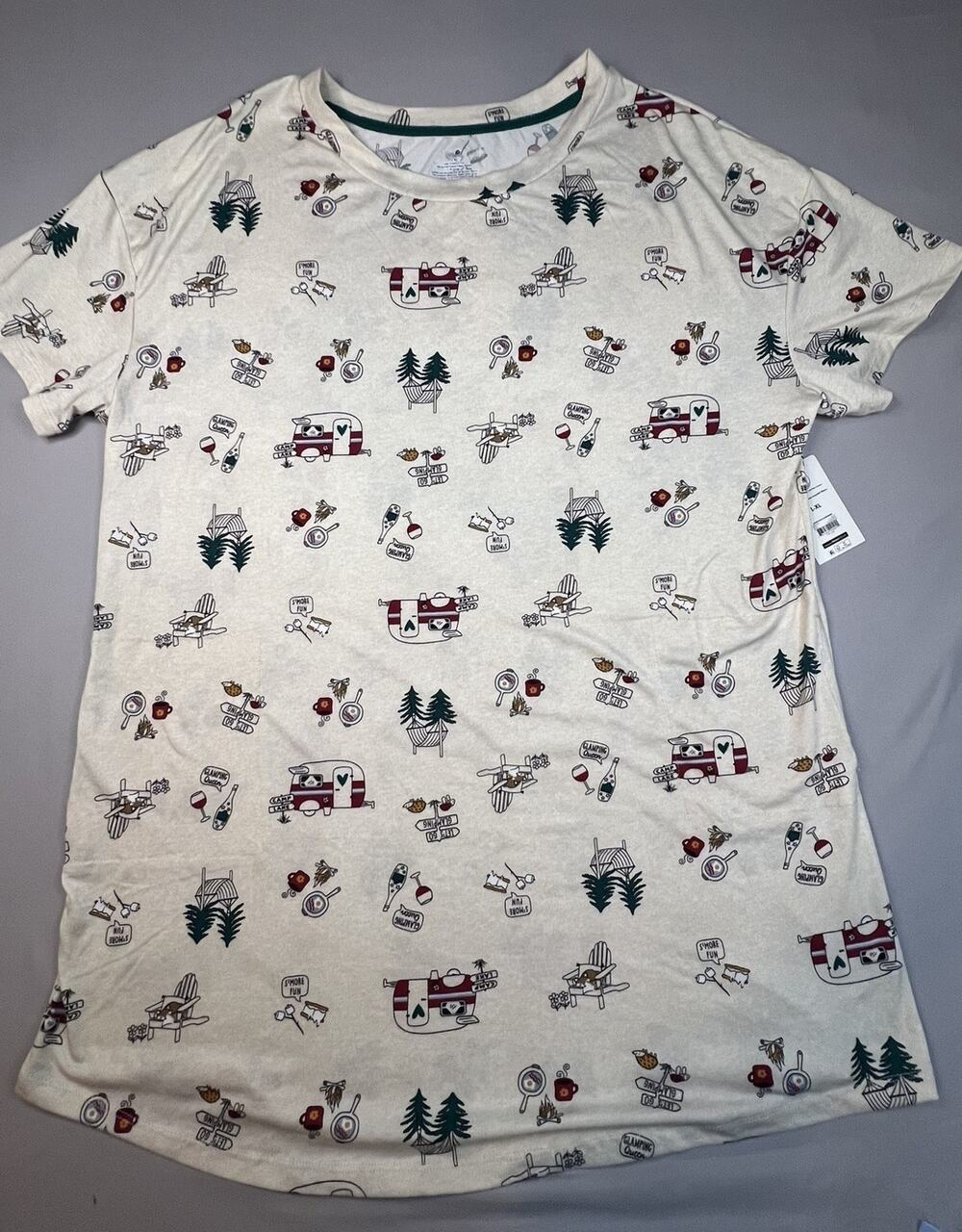 Secret Treasures Camping Nightgown Women Size Large/XL Short Sleeve Pajamas Pjs